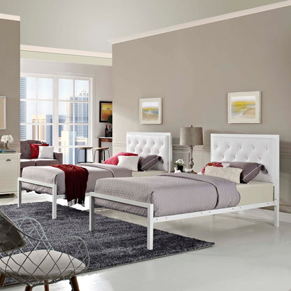 Modway Outlet Mia Vinyl Twin Bed by Modway  Bedroom Furniture White White - MOD-5179-WHI-WHI-SET