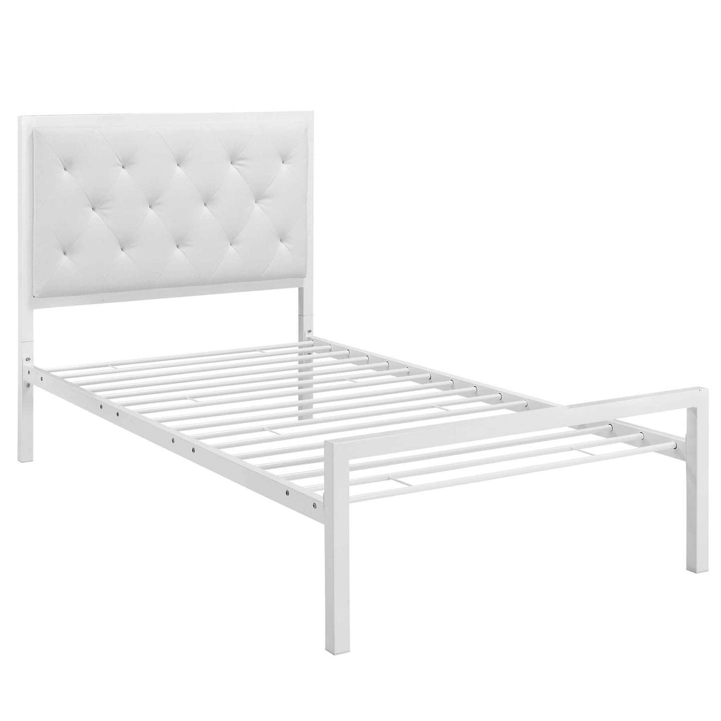 Modway Outlet Mia Vinyl Twin Bed by Modway  Bedroom Furniture White White - MOD-5179-WHI-WHI-SET
