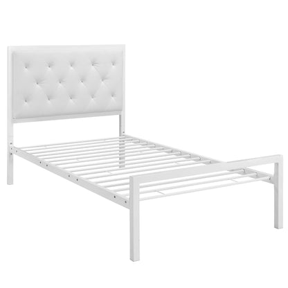 Modway Outlet Mia Vinyl Twin Bed by Modway  Bedroom Furniture White White - MOD-5179-WHI-WHI-SET