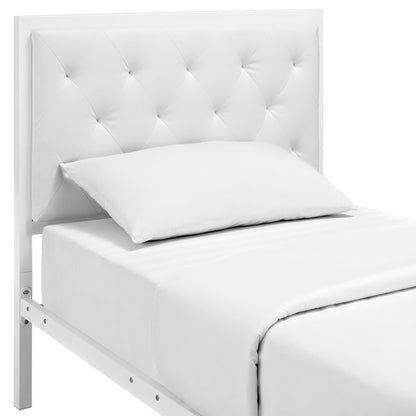 Modway Outlet Mia Vinyl Twin Bed by Modway  Bedroom Furniture White White - MOD-5179-WHI-WHI-SET