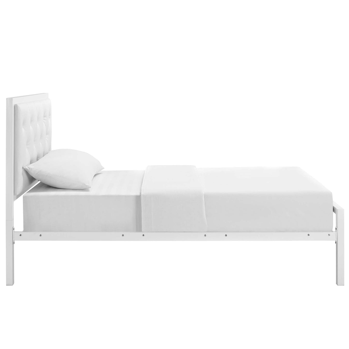 Modway Outlet Mia Vinyl Twin Bed by Modway  Bedroom Furniture White White - MOD-5179-WHI-WHI-SET
