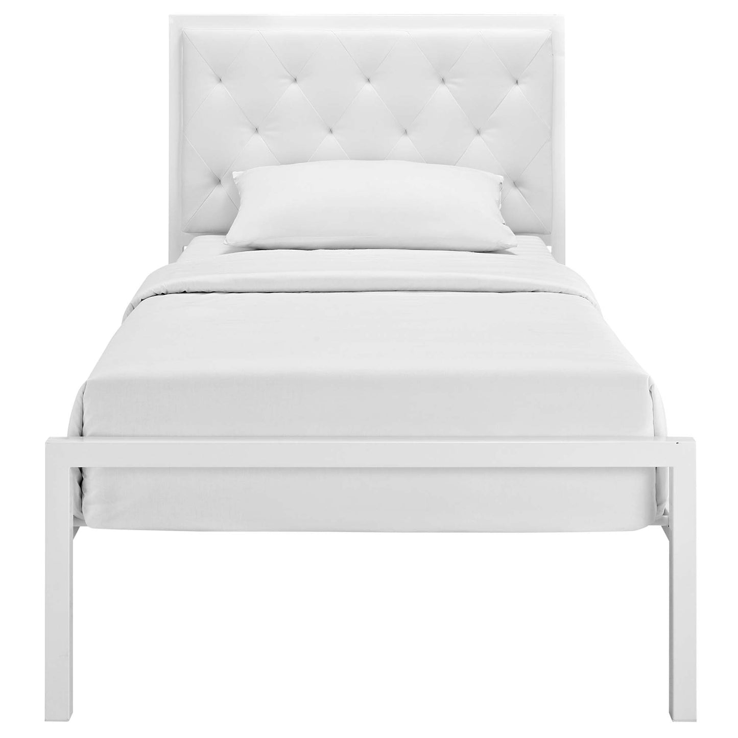 Modway Outlet Mia Vinyl Twin Bed by Modway  Bedroom Furniture White White - MOD-5179-WHI-WHI-SET