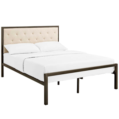 Modway Outlet Mia Fabric Full Bed by Modway  Bedroom Furniture Brown Beige - MOD-5180-BRN-BEI-SET