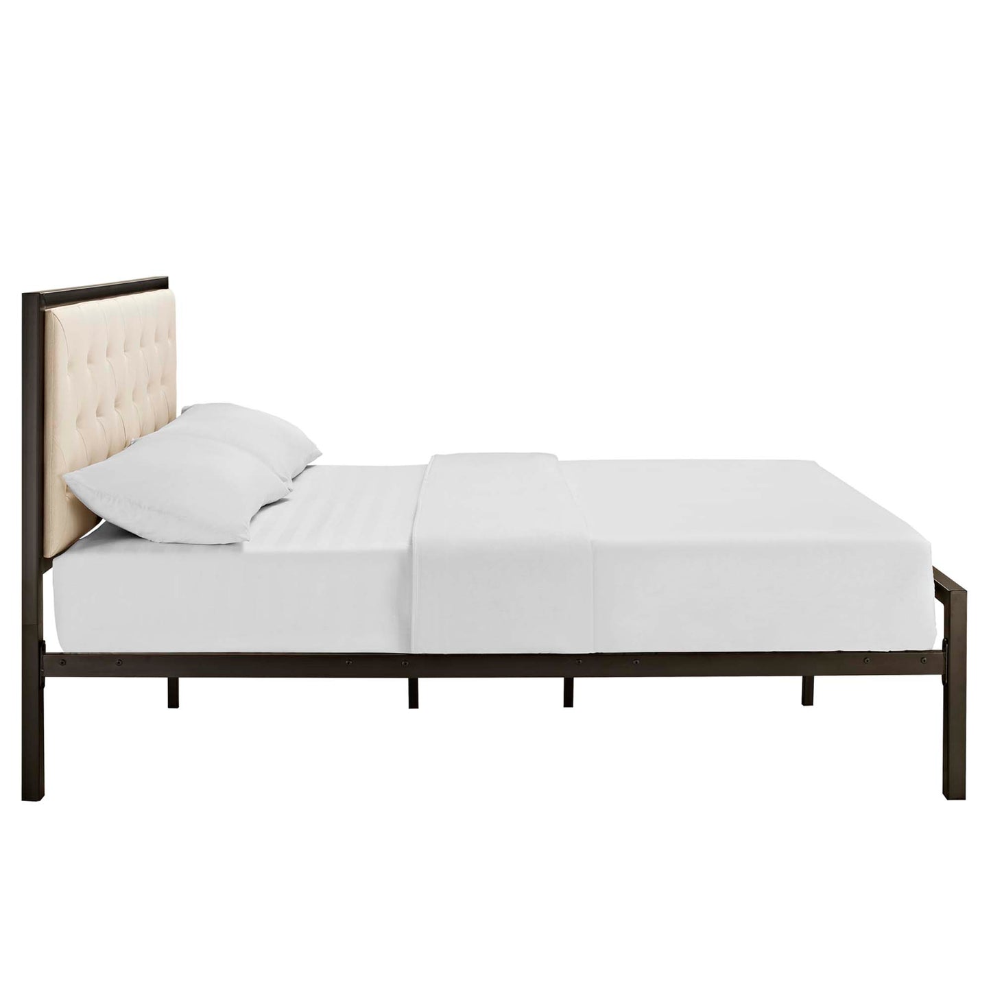 Modway Outlet Mia Fabric Full Bed by Modway  Bedroom Furniture Brown Beige - MOD-5180-BRN-BEI-SET