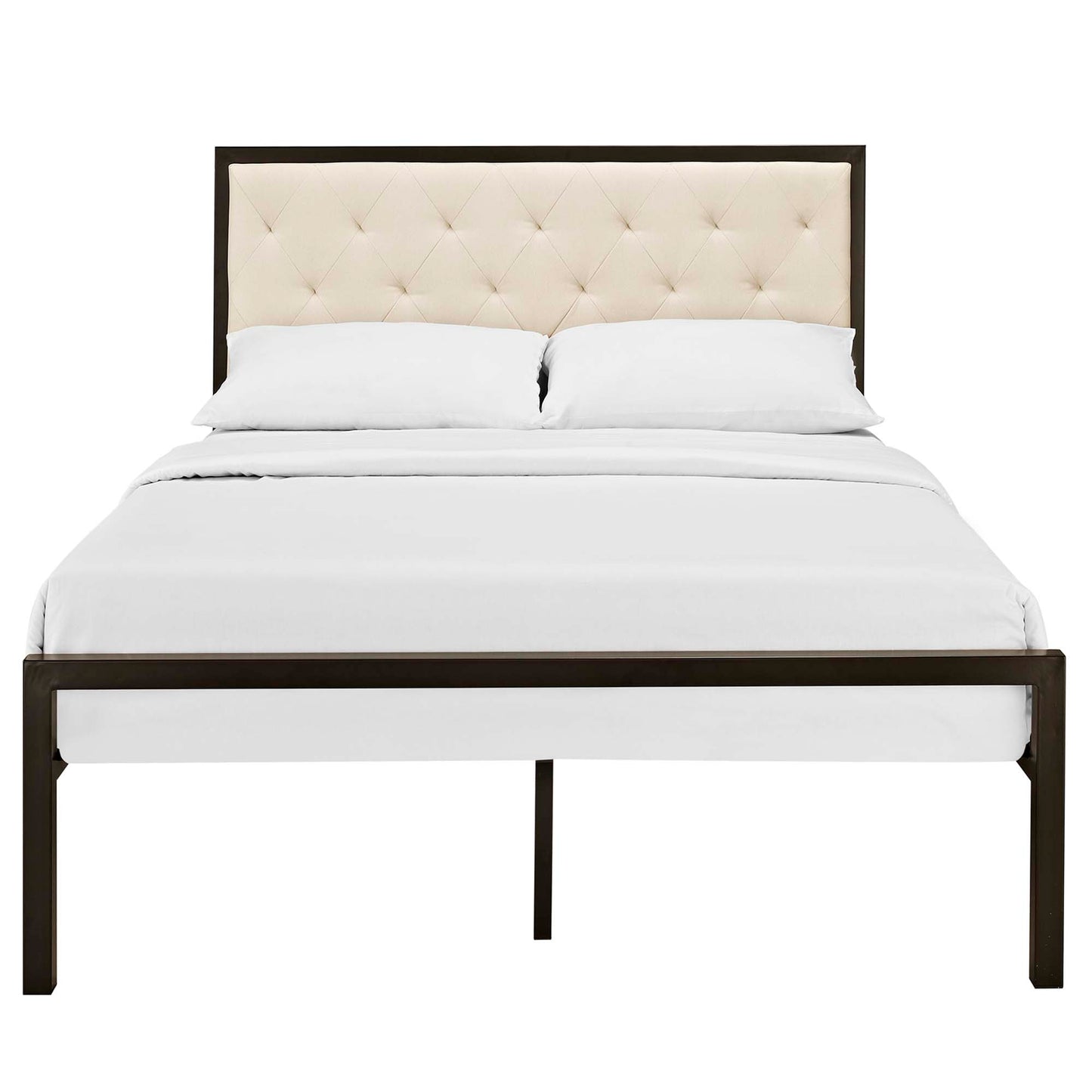 Modway Outlet Mia Fabric Full Bed by Modway  Bedroom Furniture Brown Beige - MOD-5180-BRN-BEI-SET
