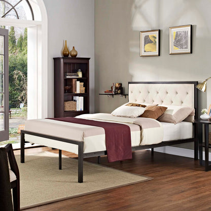 Modway Outlet Mia Fabric Full Bed by Modway  Bedroom Furniture Brown Beige - MOD-5180-BRN-BEI-SET