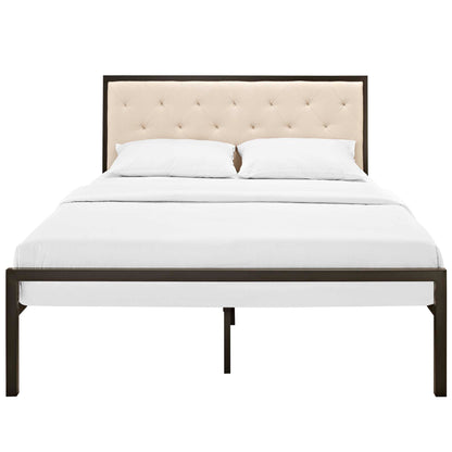 Modway Outlet Mia Fabric Queen Bed by Modway  Bedroom Furniture Brown Beige - MOD-5182-BRN-BEI-SET