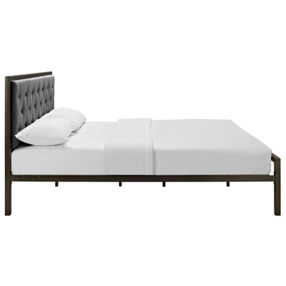 Modway Outlet Mia Fabric Queen Bed by Modway  Bedroom Furniture Brown Gray - MOD-5182-BRN-GRY-SET