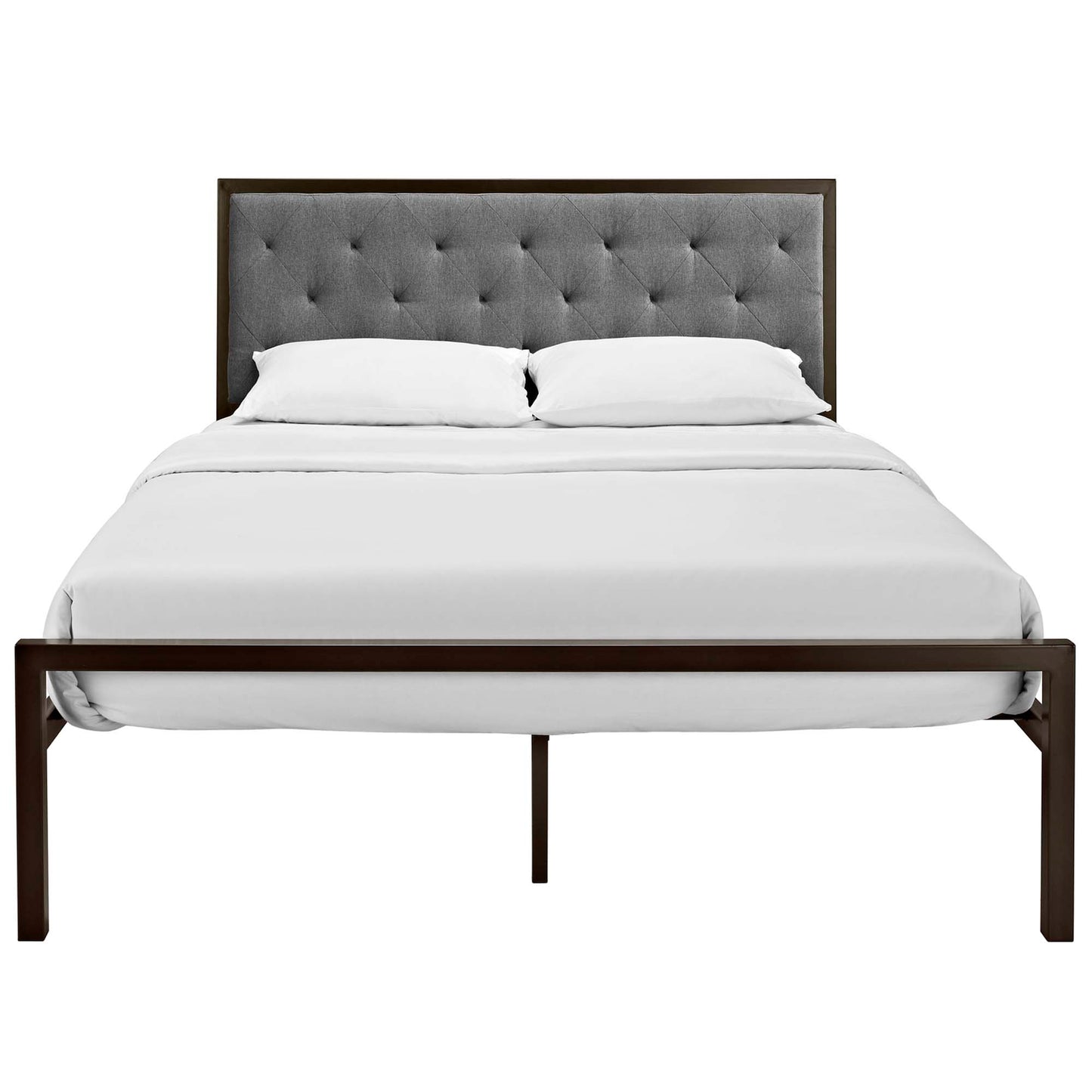 Modway Outlet Mia Fabric Queen Bed by Modway  Bedroom Furniture Brown Gray - MOD-5182-BRN-GRY-SET