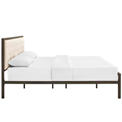 Modway Outlet Mia Fabric King Bed by Modway  Bedroom Furniture Brown Beige - MOD-5184-BRN-BEI-SET