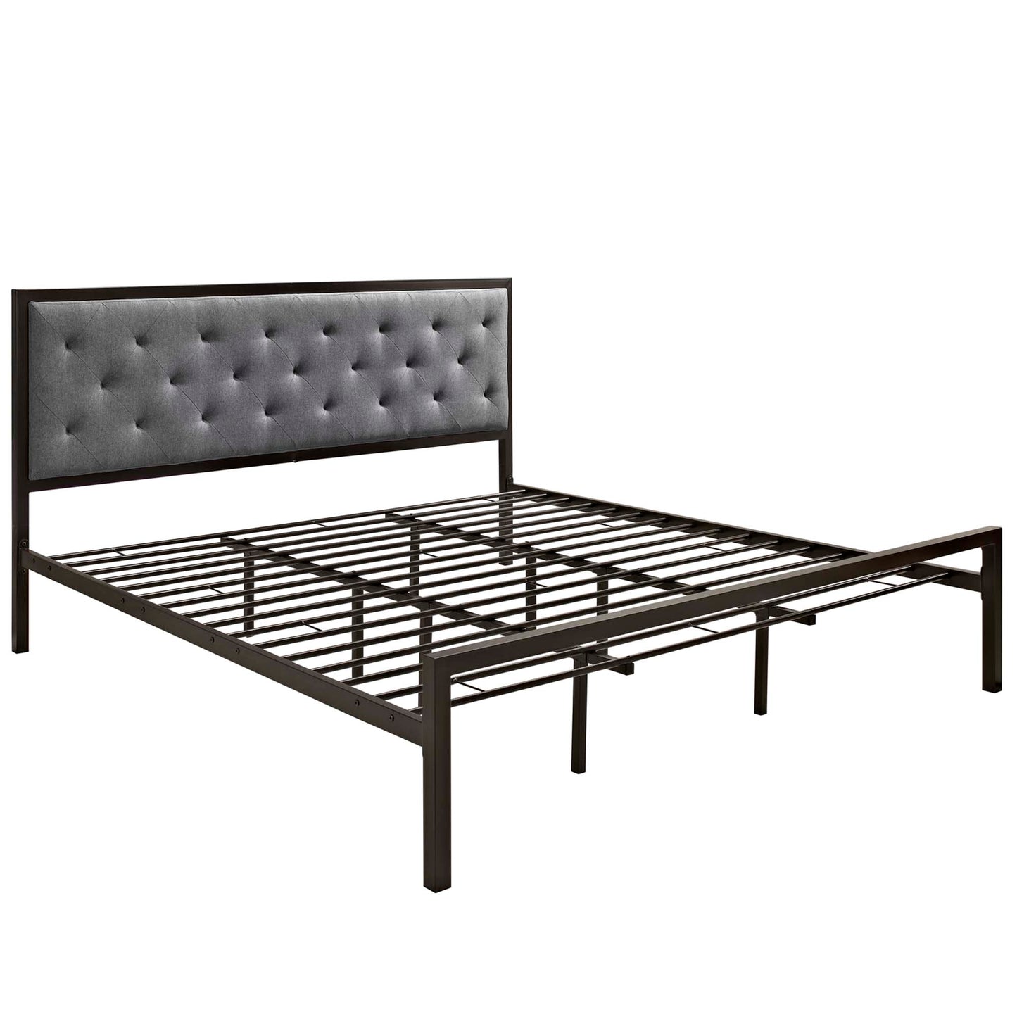 Modway Outlet Mia Fabric King Bed by Modway  Bedroom Furniture Brown Gray - MOD-5184-BRN-GRY-SET