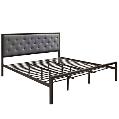 Modway Outlet Mia Fabric King Bed by Modway  Bedroom Furniture Brown Gray - MOD-5184-BRN-GRY-SET