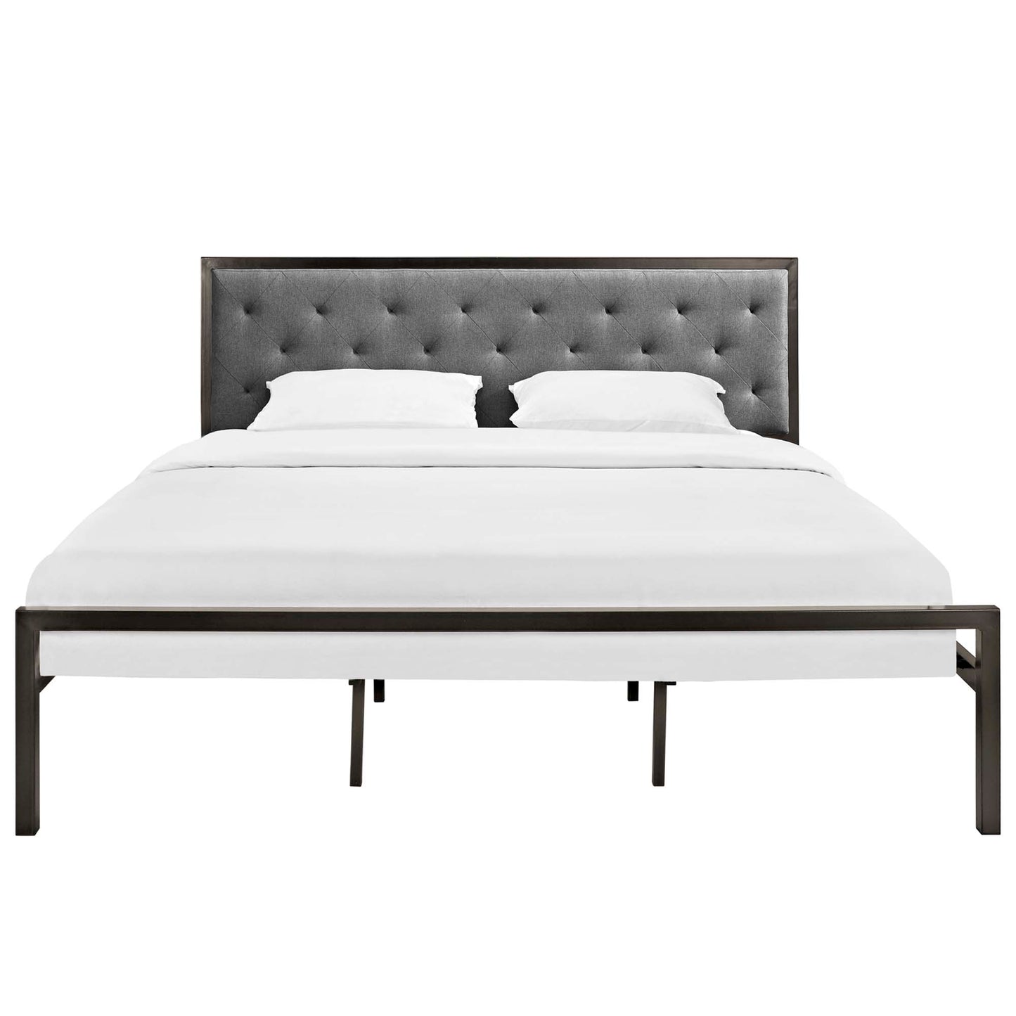 Modway Outlet Mia Fabric King Bed by Modway  Bedroom Furniture Brown Gray - MOD-5184-BRN-GRY-SET