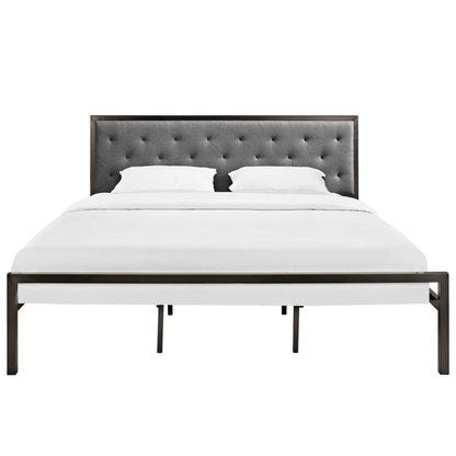 Modway Outlet Mia Fabric King Bed by Modway  Bedroom Furniture Brown Gray - MOD-5184-BRN-GRY-SET