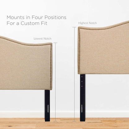 Modway - Curl Nailhead Upholstered Queen Headboard by Modway  Bedroom Headboards Brown - MOD-5206-CAF