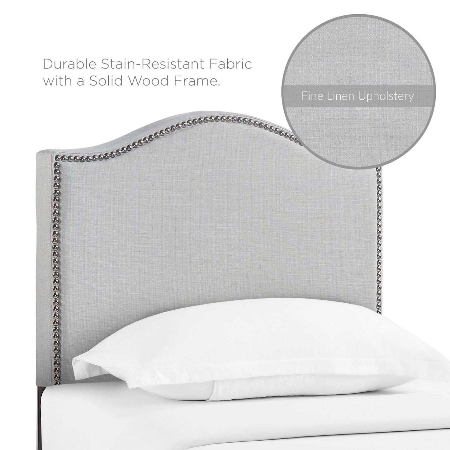 Modway - Curl Nailhead Upholstered Twin Headboard by Modway  Bedroom Headboards Gray - MOD-5209-GRY