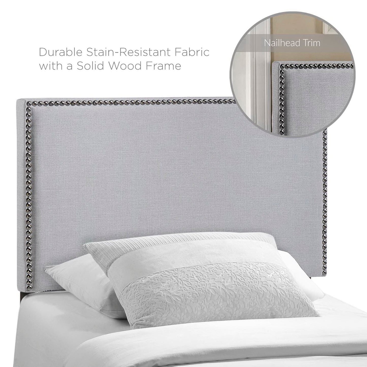 Modway - Region Nailhead Upholstered Twin Headboard by Modway  Bedroom Headboards Gray - MOD-5218-GRY