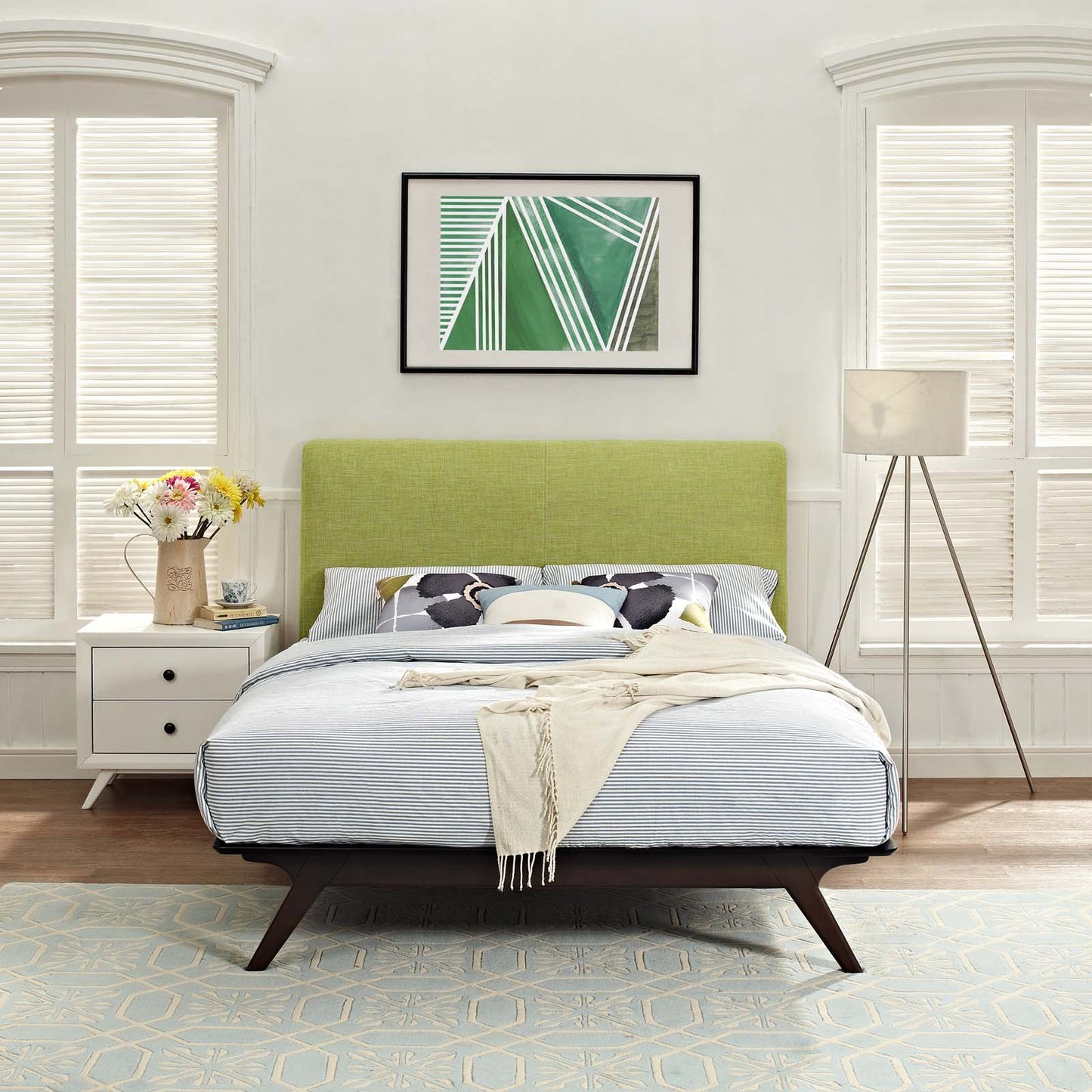 Modway Outlet Tracy Queen Bed by Modway  Bedroom Furniture Cappuccino Green - MOD-5238-CAP-GRN
