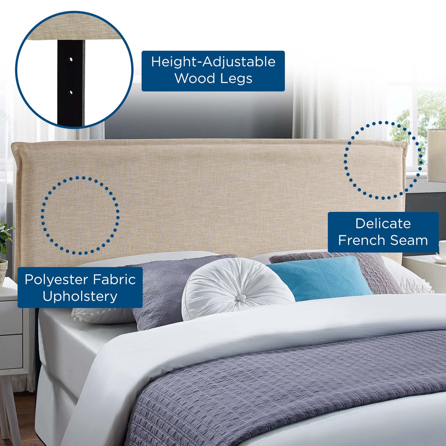 Modway - Camille Upholstered Fabric Queen Headboard by Modway  Bedroom Headboards Brown - MOD-5407-BEI