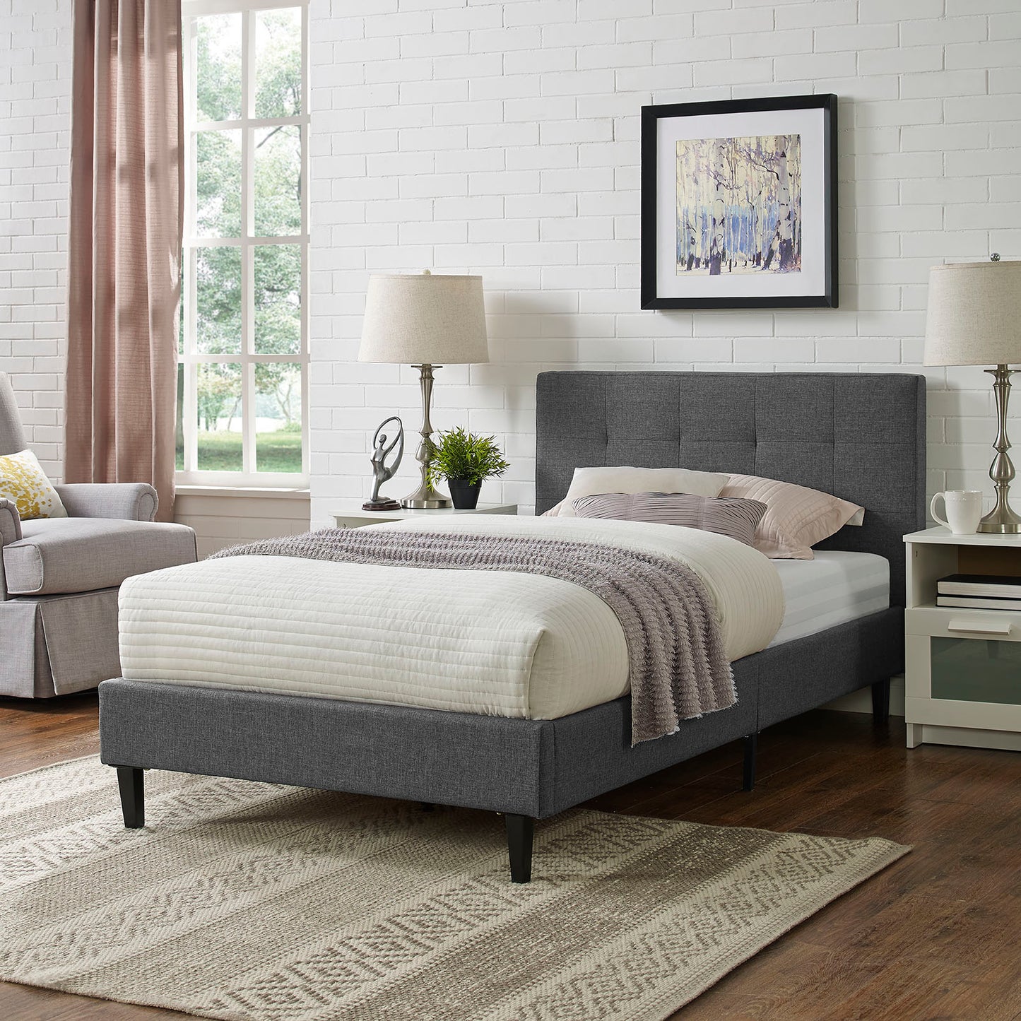 Modway Outlet Linnea Twin Bed by Modway  Bedroom Furniture Gray - MOD-5422-GRY