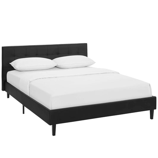Modway Outlet Linnea Faux Leather Full Bed by Modway  Bedroom Furniture Black - MOD-5423-BLK