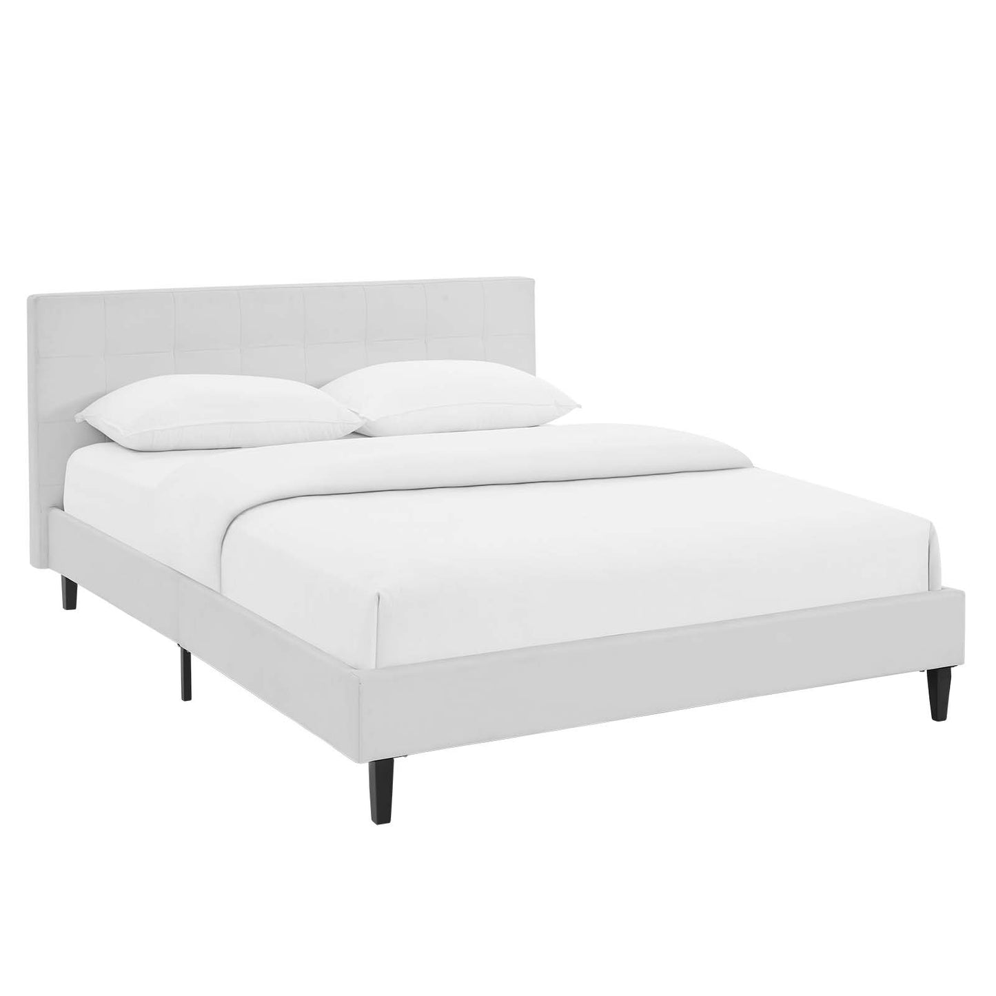 Modway Outlet Linnea Faux Leather Queen Bed by Modway  Bedroom Furniture White - MOD-5425-WHI