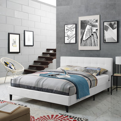 Modway Outlet Linnea Faux Leather Queen Bed by Modway  Bedroom Furniture White - MOD-5425-WHI