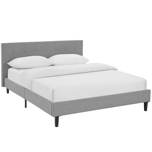 Modway Outlet Linnea Fabric Queen Bed by Modway  Bedroom Furniture Light Gray - MOD-5426-LGR