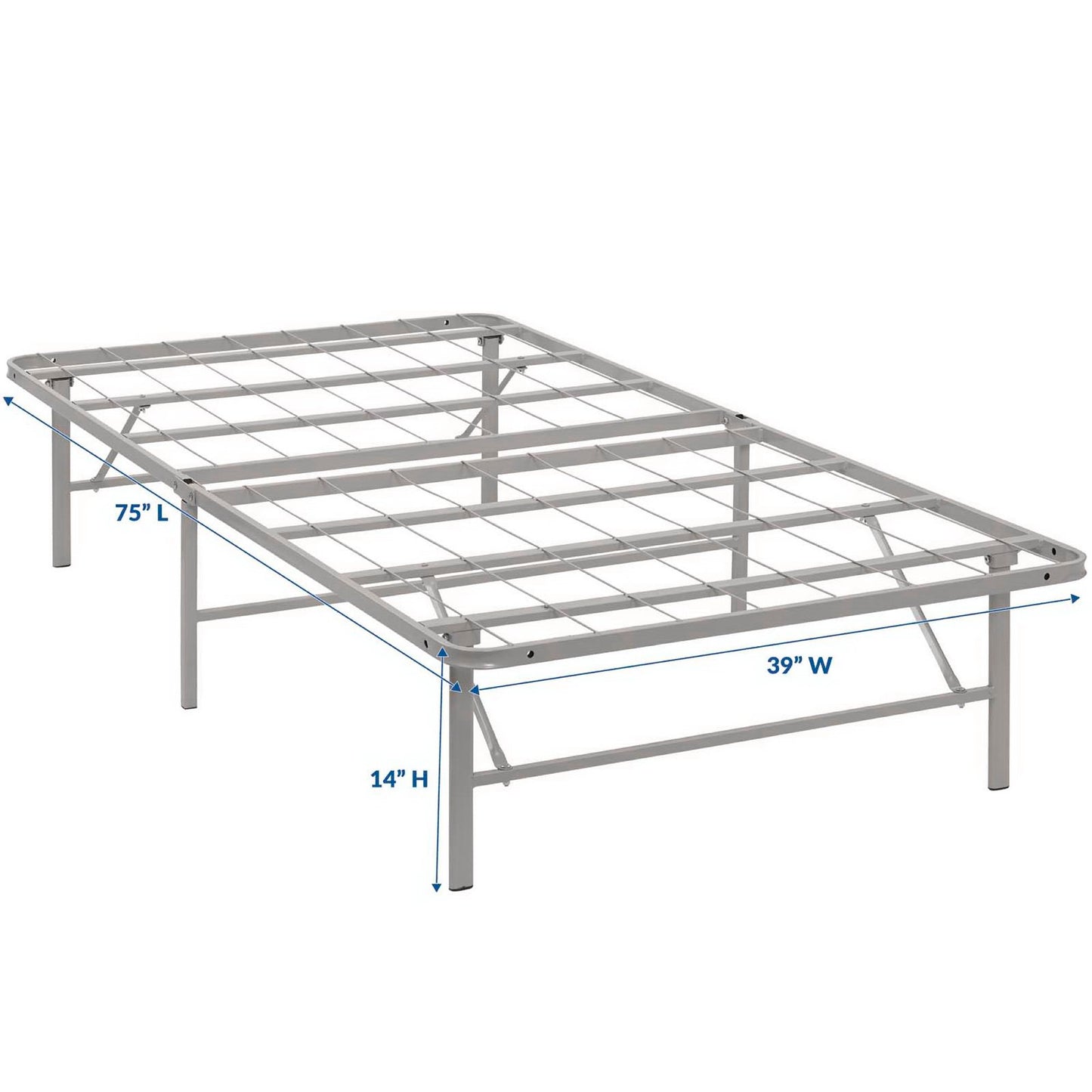 Modway Outlet Horizon Stainless Steel Twin Bed Frame by Modway  Bedroom Furniture Gray - MOD-5427-GRY