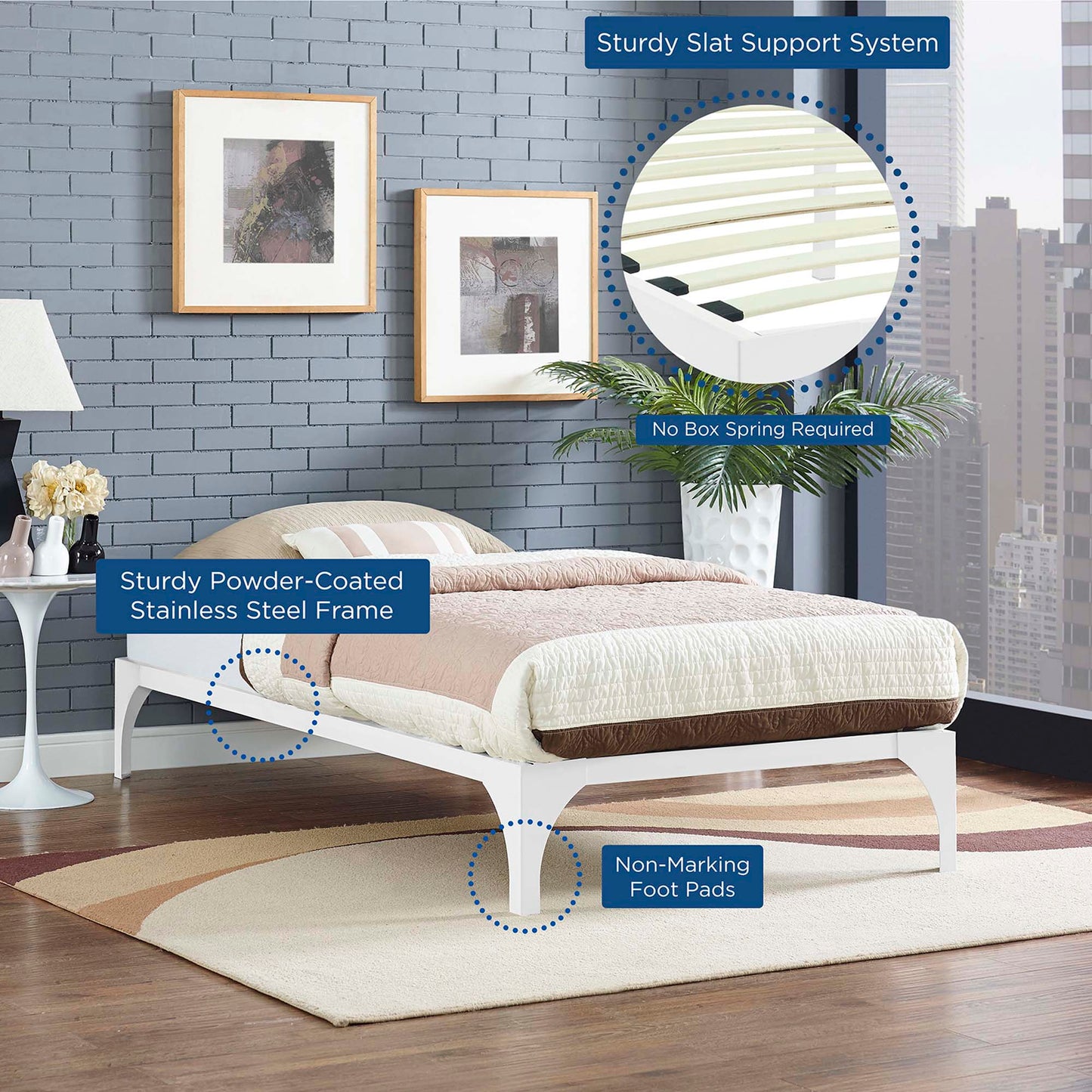 Modway Outlet Ollie Twin Bed Frame by Modway  Bedroom Furniture White - MOD-5430-WHI