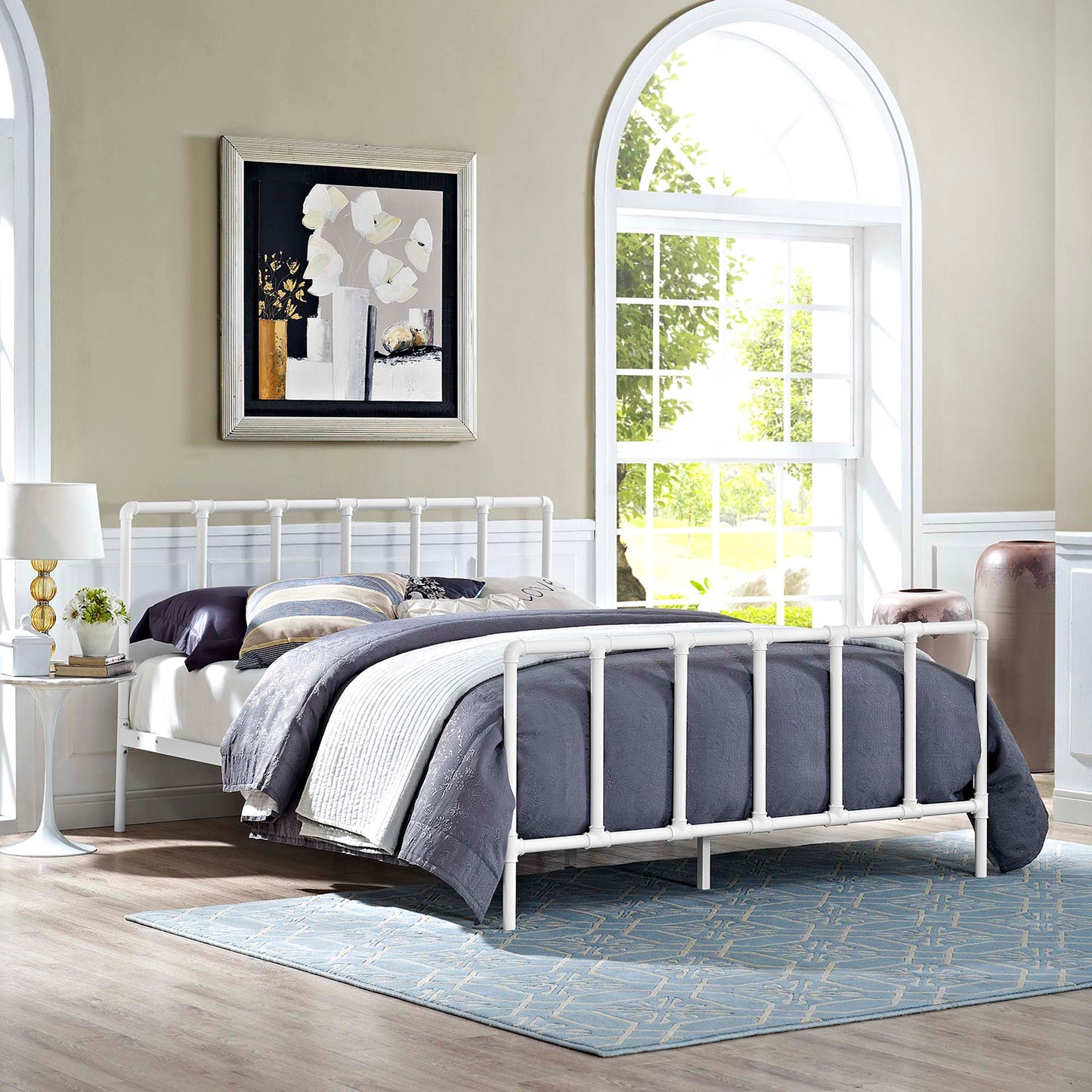 Modway Outlet Dower Stainless Steel Queen Bed by Modway  Bedroom Furniture White - MOD-5437-WHI