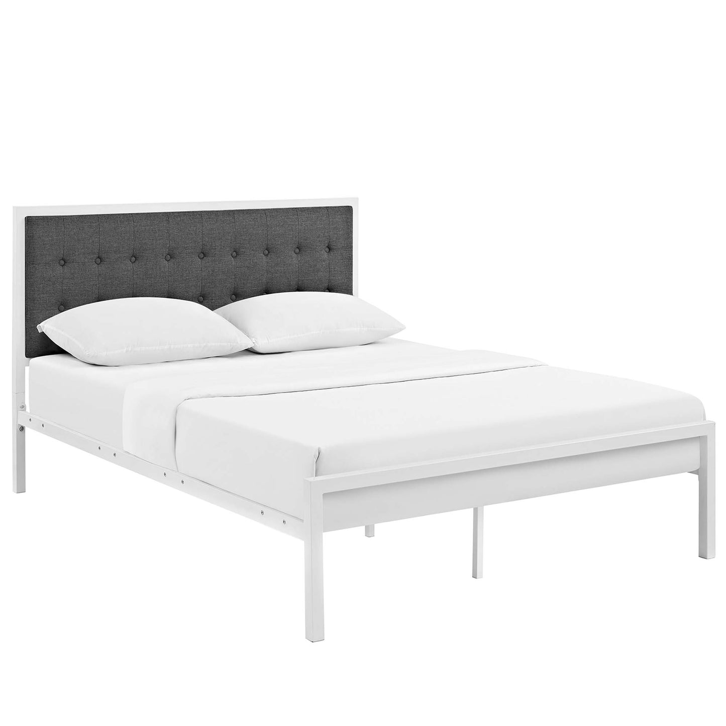 Modway Outlet Millie Fabric King Bed by Modway  Bedroom Furniture White Gray - MOD-5456-WHI-GRY