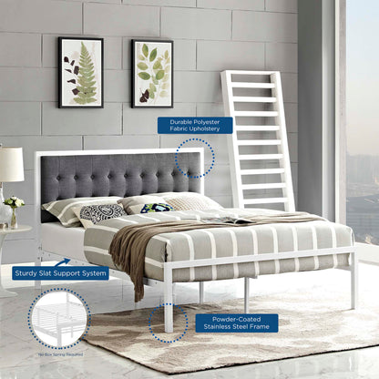 Modway Outlet Millie Fabric King Bed by Modway  Bedroom Furniture White Gray - MOD-5456-WHI-GRY