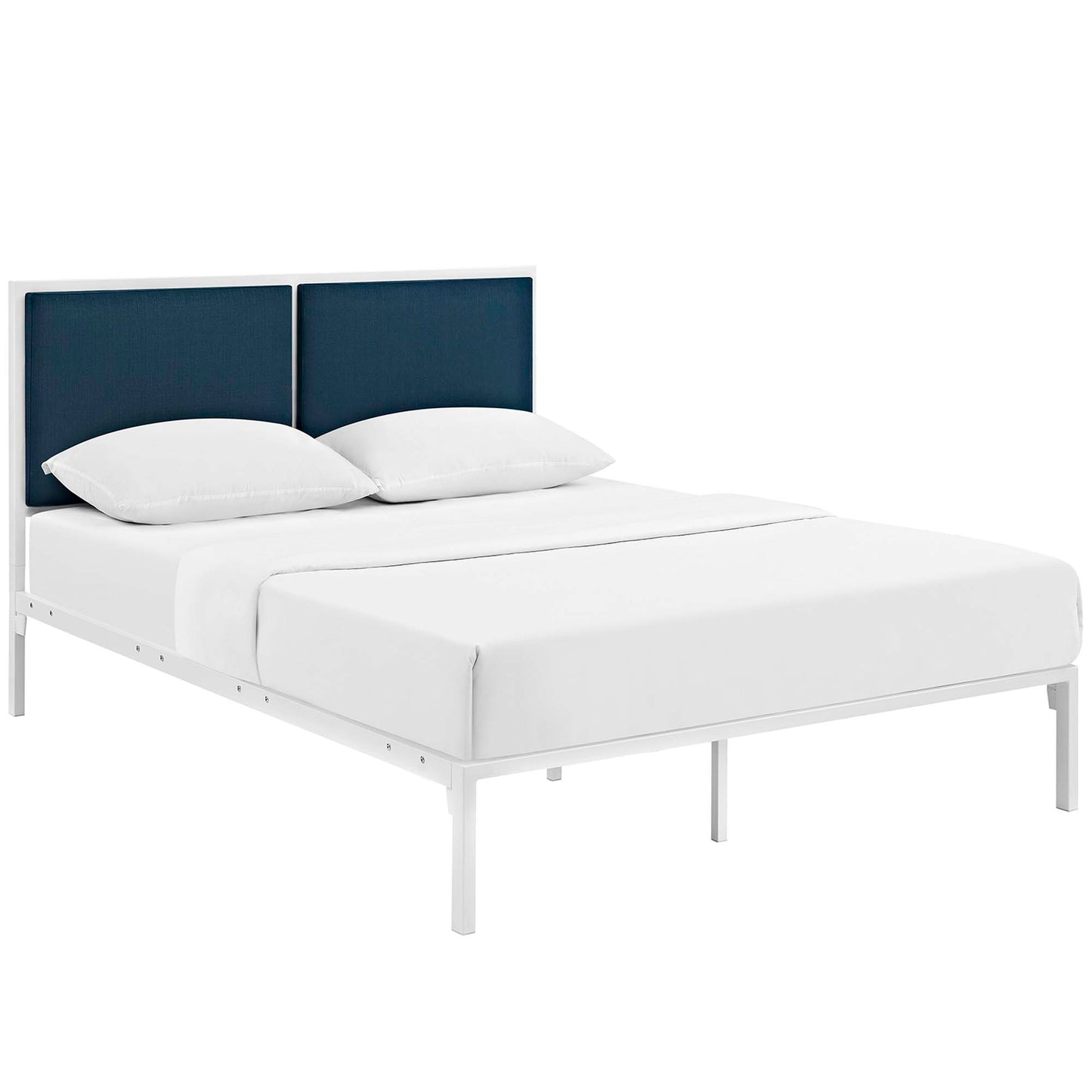Modway Outlet Della Fabric King Bed by Modway  Bedroom Furniture White Azure - MOD-5463-WHI-AZU