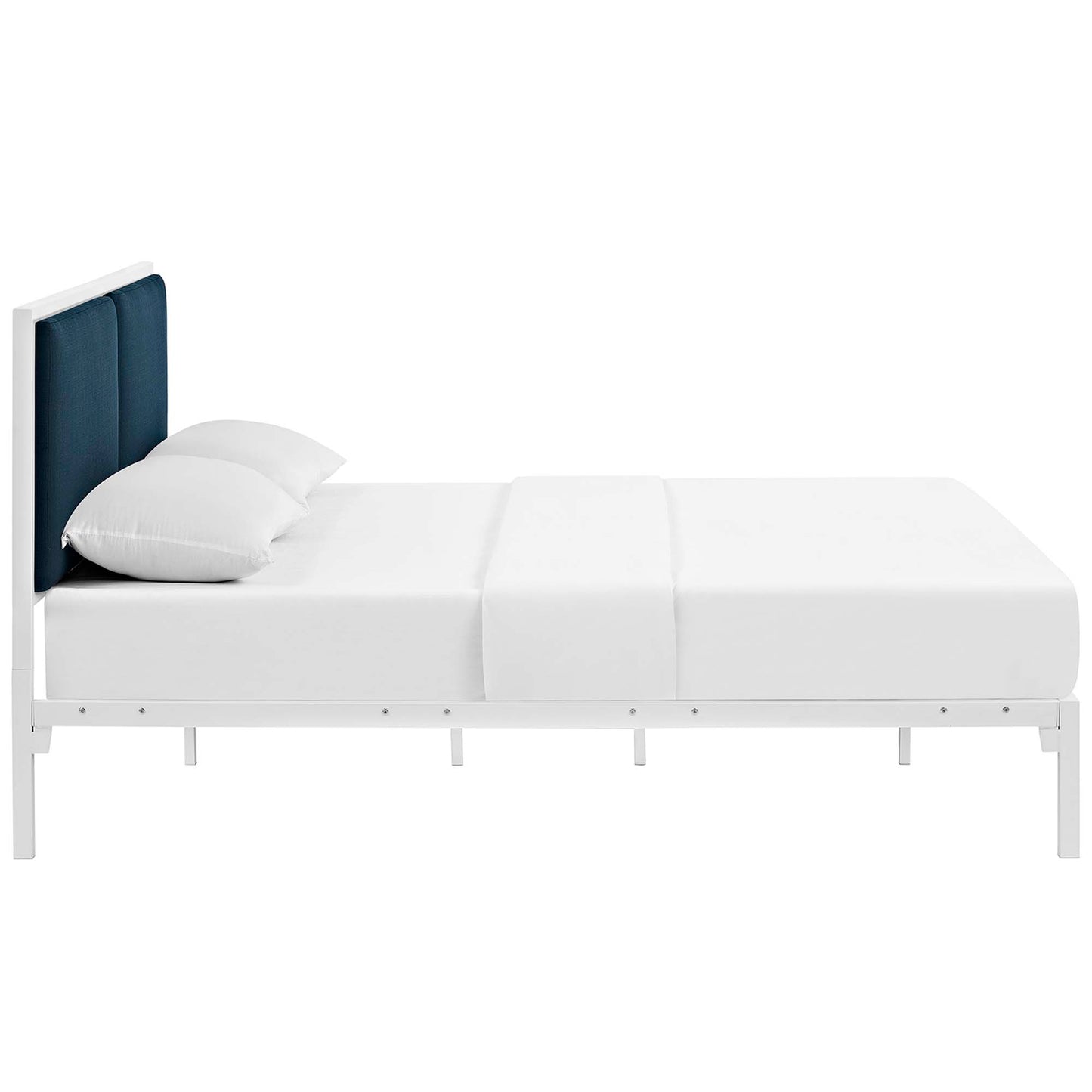 Modway Outlet Della Fabric King Bed by Modway  Bedroom Furniture White Azure - MOD-5463-WHI-AZU