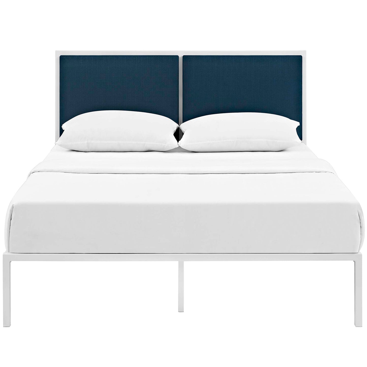 Modway Outlet Della Fabric King Bed by Modway  Bedroom Furniture White Azure - MOD-5463-WHI-AZU