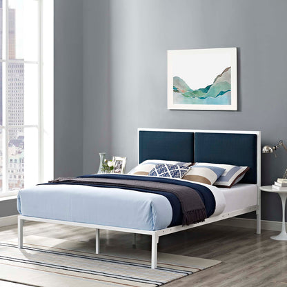 Modway Outlet Della Fabric King Bed by Modway  Bedroom Furniture White Azure - MOD-5463-WHI-AZU