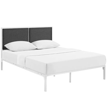 Modway Outlet Della Fabric King Bed by Modway  Bedroom Furniture White Gray - MOD-5463-WHI-GRY