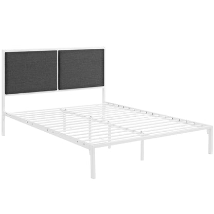 Modway Outlet Della Fabric King Bed by Modway  Bedroom Furniture White Gray - MOD-5463-WHI-GRY