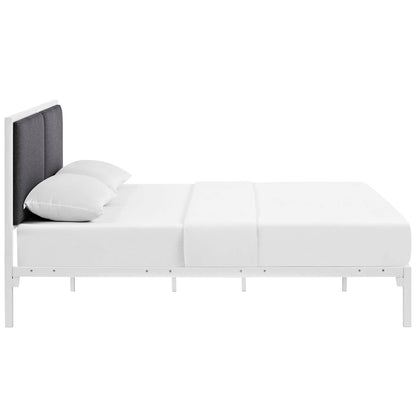 Modway Outlet Della Fabric King Bed by Modway  Bedroom Furniture White Gray - MOD-5463-WHI-GRY