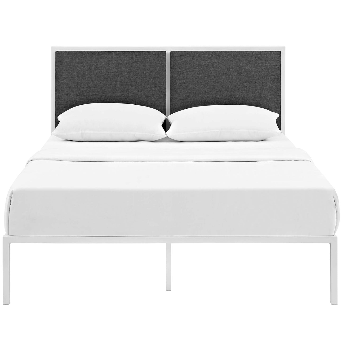 Modway Outlet Della Fabric King Bed by Modway  Bedroom Furniture White Gray - MOD-5463-WHI-GRY