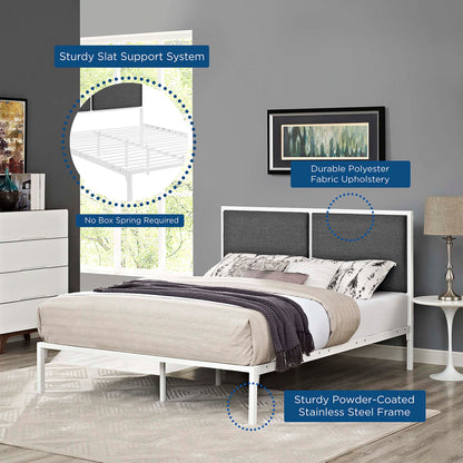 Modway Outlet Della Fabric King Bed by Modway  Bedroom Furniture White Gray - MOD-5463-WHI-GRY