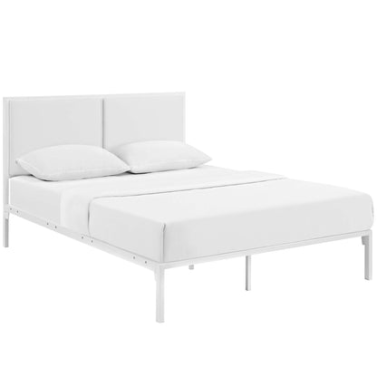 Modway Outlet Della Vinyl King Bed by Modway  Bedroom Furniture White White - MOD-5464-WHI-WHI