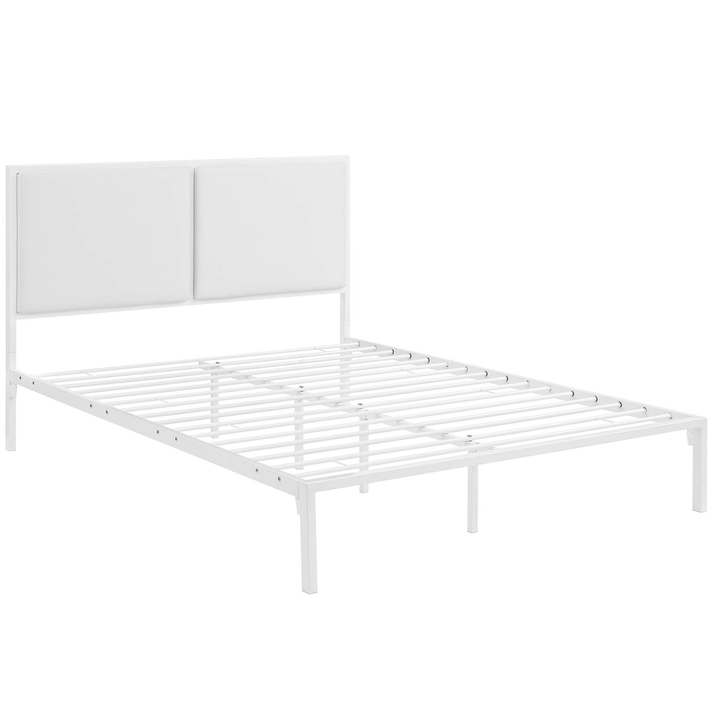 Modway Outlet Della Vinyl King Bed by Modway  Bedroom Furniture White White - MOD-5464-WHI-WHI