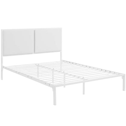 Modway Outlet Della Vinyl King Bed by Modway  Bedroom Furniture White White - MOD-5464-WHI-WHI