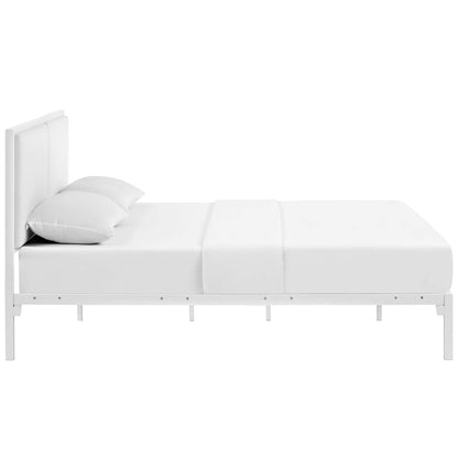 Modway Outlet Della Vinyl King Bed by Modway  Bedroom Furniture White White - MOD-5464-WHI-WHI