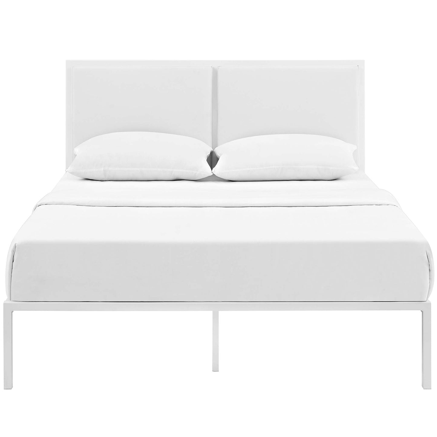 Modway Outlet Della Vinyl King Bed by Modway  Bedroom Furniture White White - MOD-5464-WHI-WHI