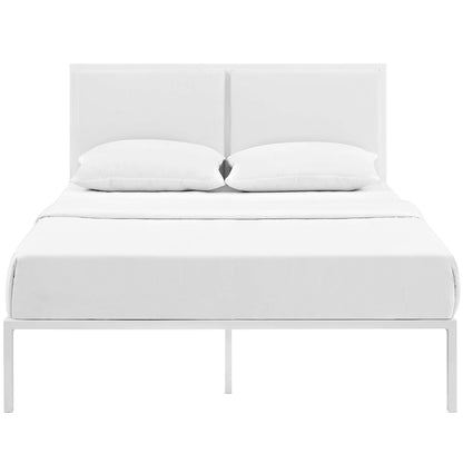 Modway Outlet Della Vinyl King Bed by Modway  Bedroom Furniture White White - MOD-5464-WHI-WHI