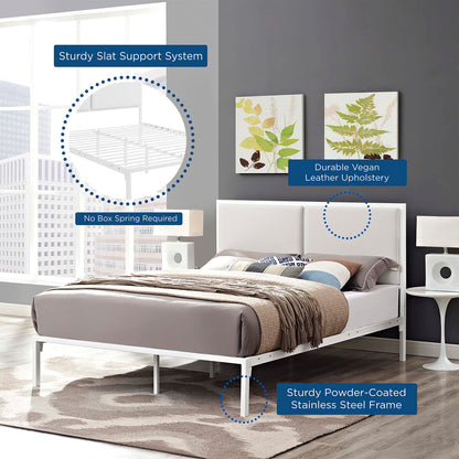Modway Outlet Della Vinyl King Bed by Modway  Bedroom Furniture White White - MOD-5464-WHI-WHI