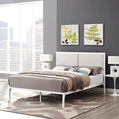 Modway Outlet Della Vinyl King Bed by Modway  Bedroom Furniture White White - MOD-5464-WHI-WHI